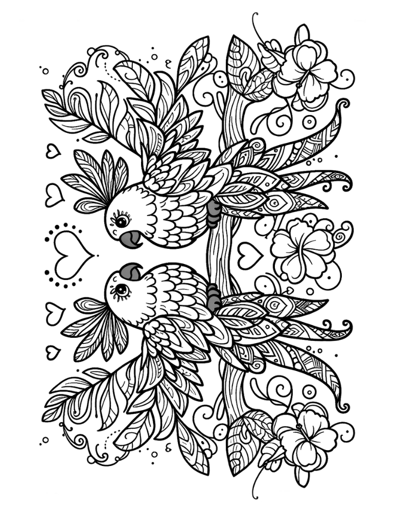 Free parrot coloring pages for kids