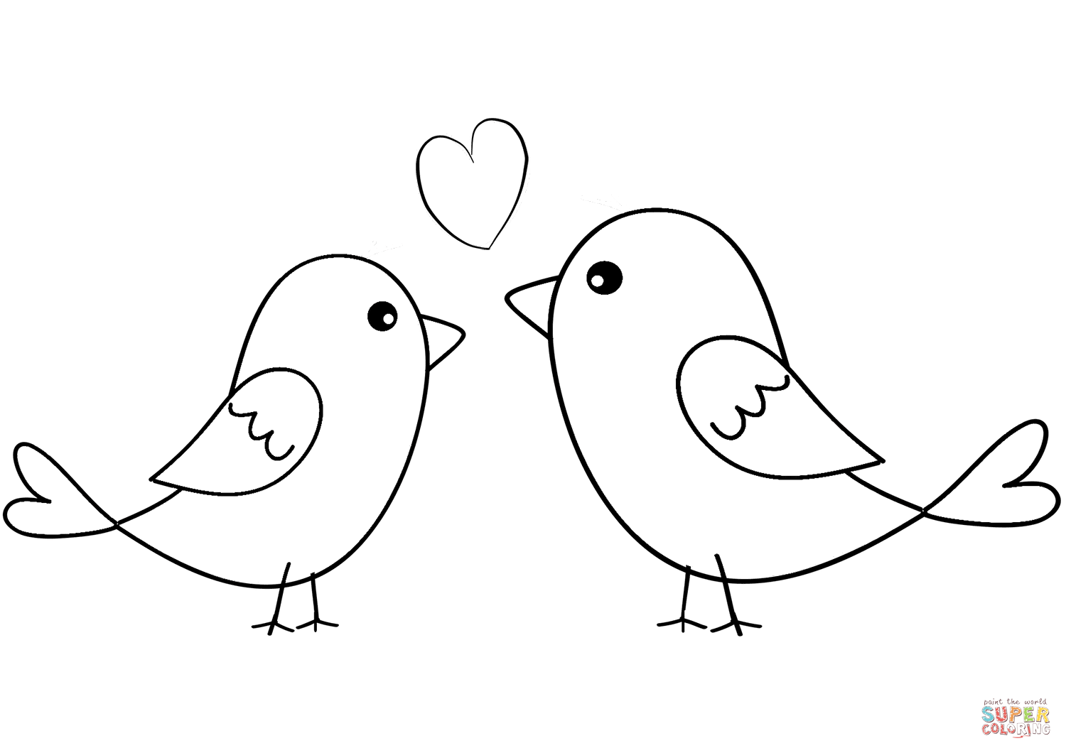 Two birds in love coloring page free printable coloring pages