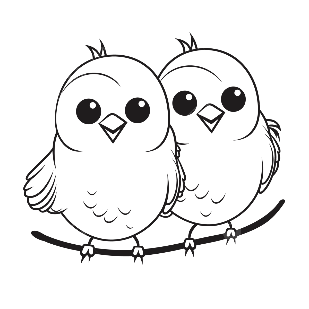 Little cute bird couple coloring page outline sketch drawing vector bird drawing wing drawing couple drawing png and vector with transparent background for free download