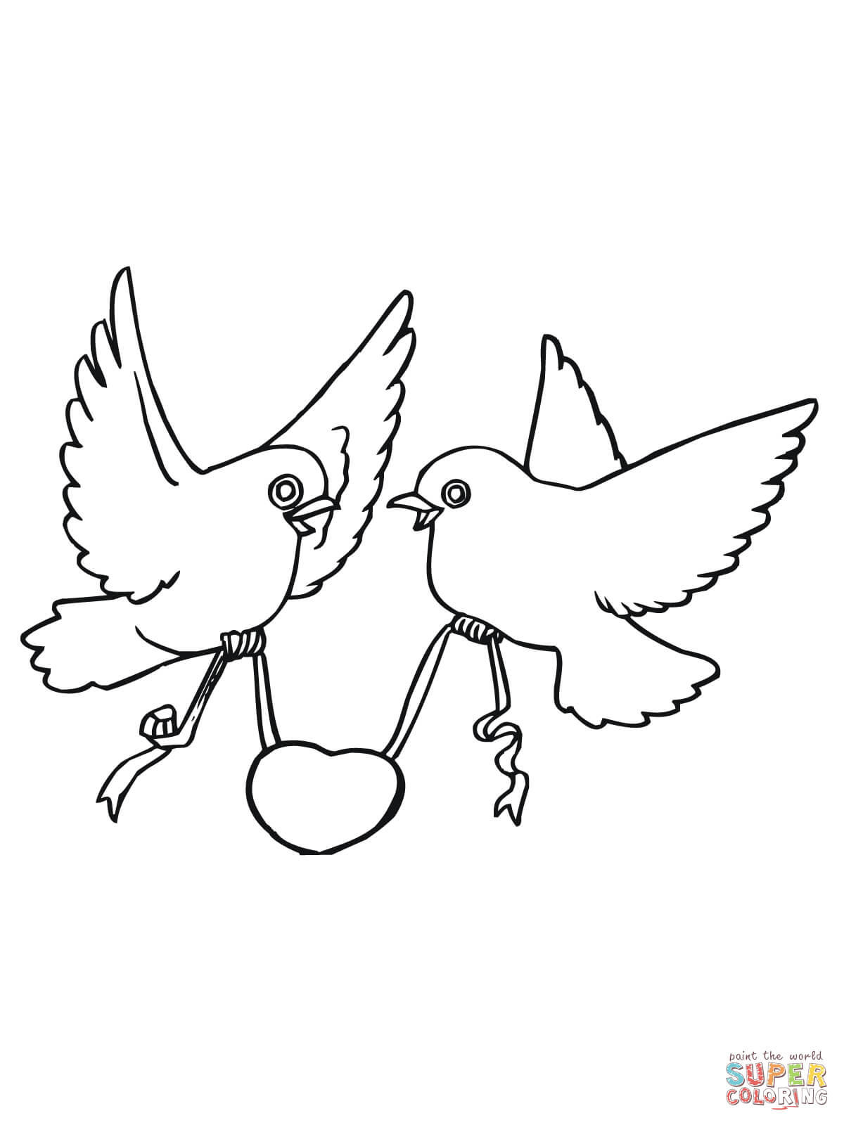 Love birds with hearts coloring page free printable coloring pages