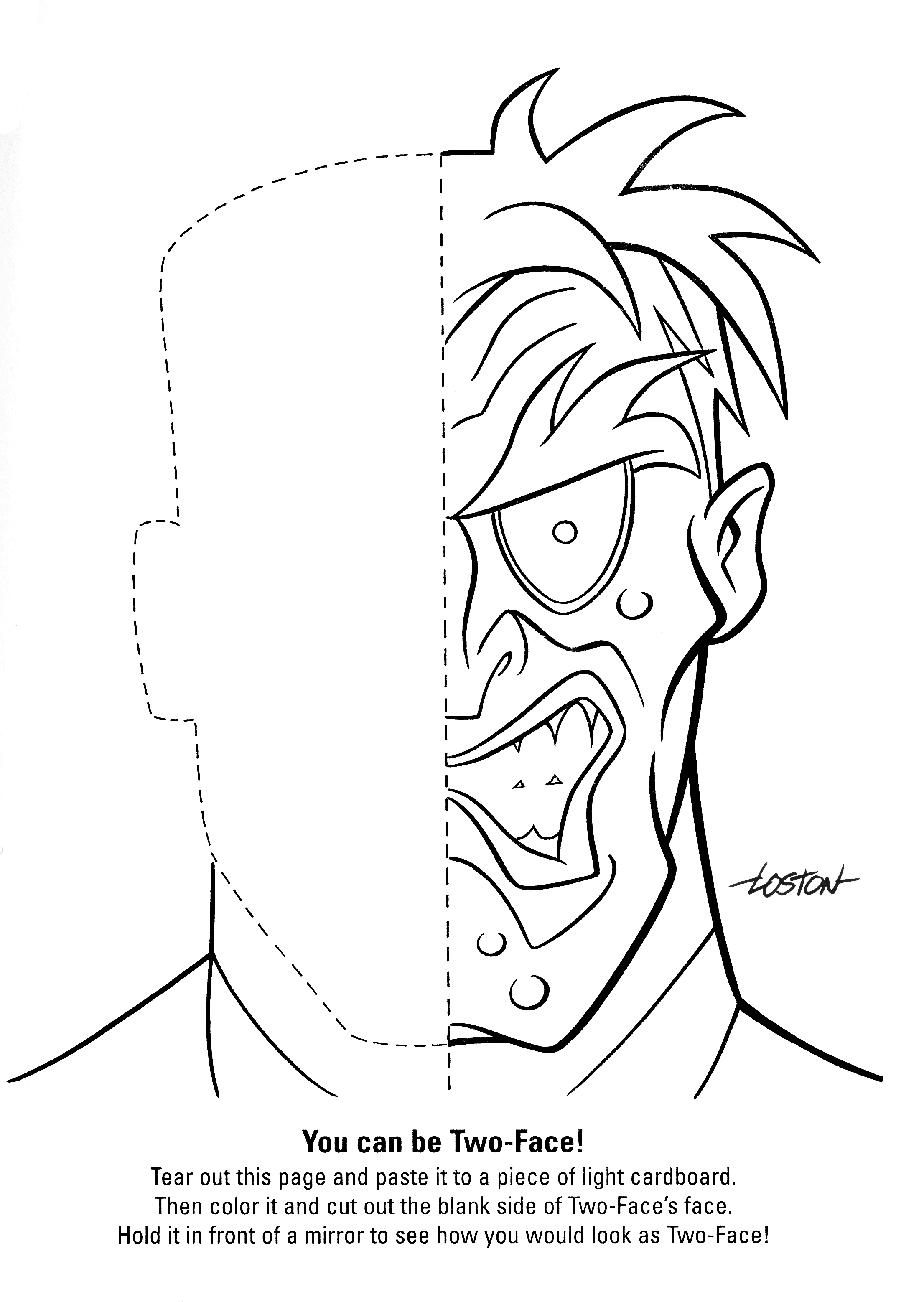 Loston wallace on x twoface batmantheanimatedseries hey kids now you can cut out this image of the evil side of two