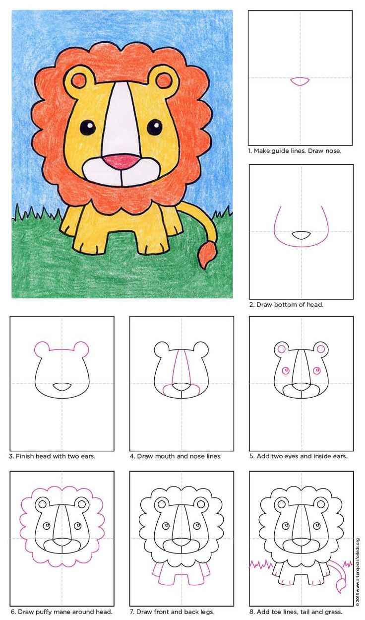 Easy how to draw a lion tutorial and lion coloring page kids art projects art drawings for kids art projects