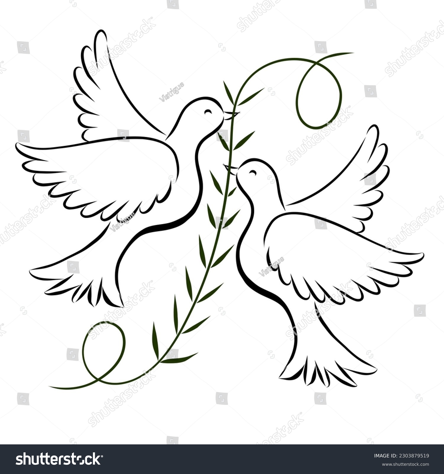 Two turtles doves embracing action stock illustration