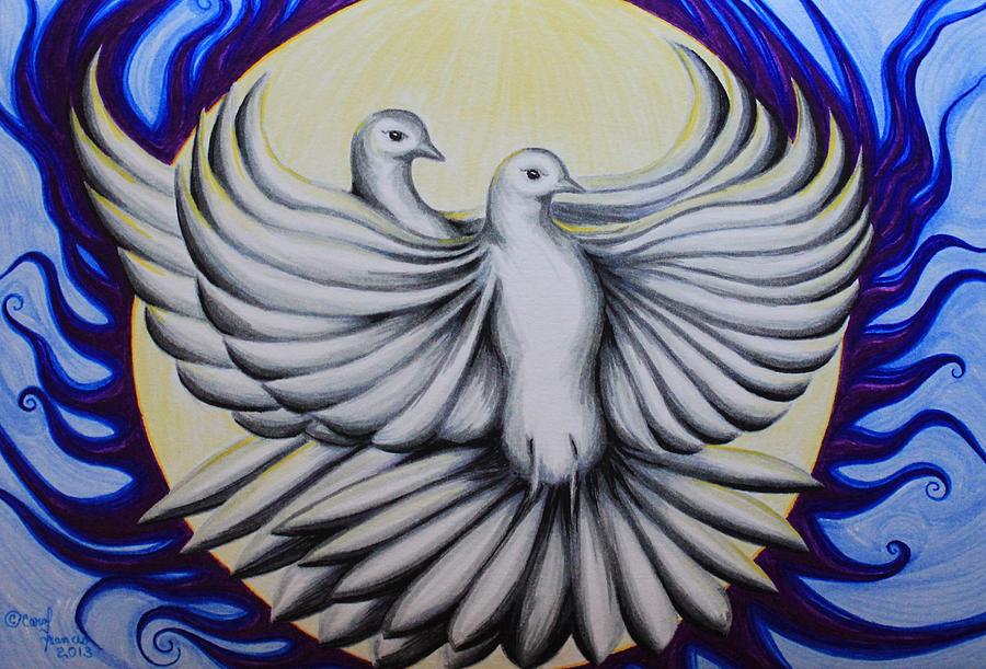 Two turtle doves ii drawing by carol frances arthur