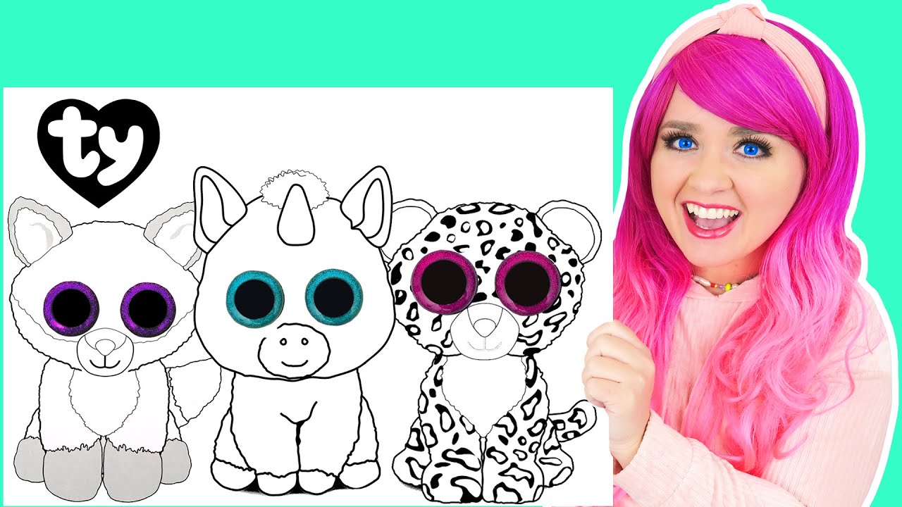 Coloring ty beanie boos coloring pages agic the unicorn dotty the leopard slick the fox