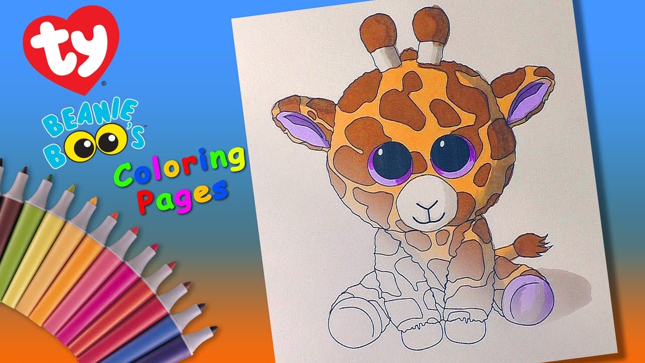 Coloring ty beanie boos safari giraffe coloring page touch markers learncolors forkids