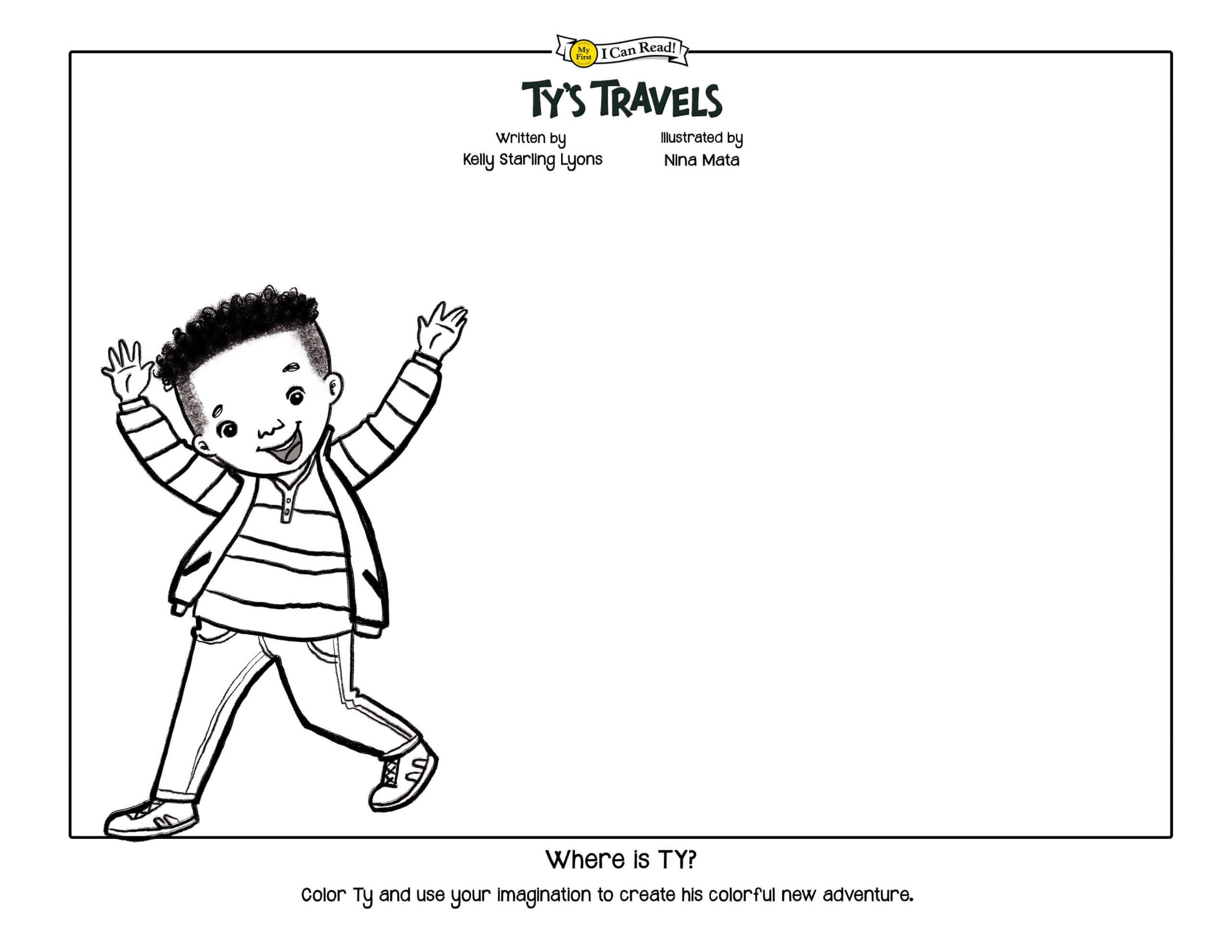 Tys travels coloring imagination page