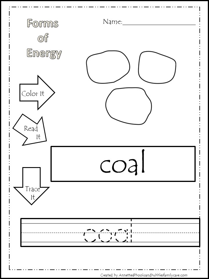 Forms of energy color read trace write worksheets made by teachers