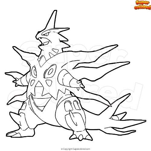 Coloring page pokemon mega tyranitar