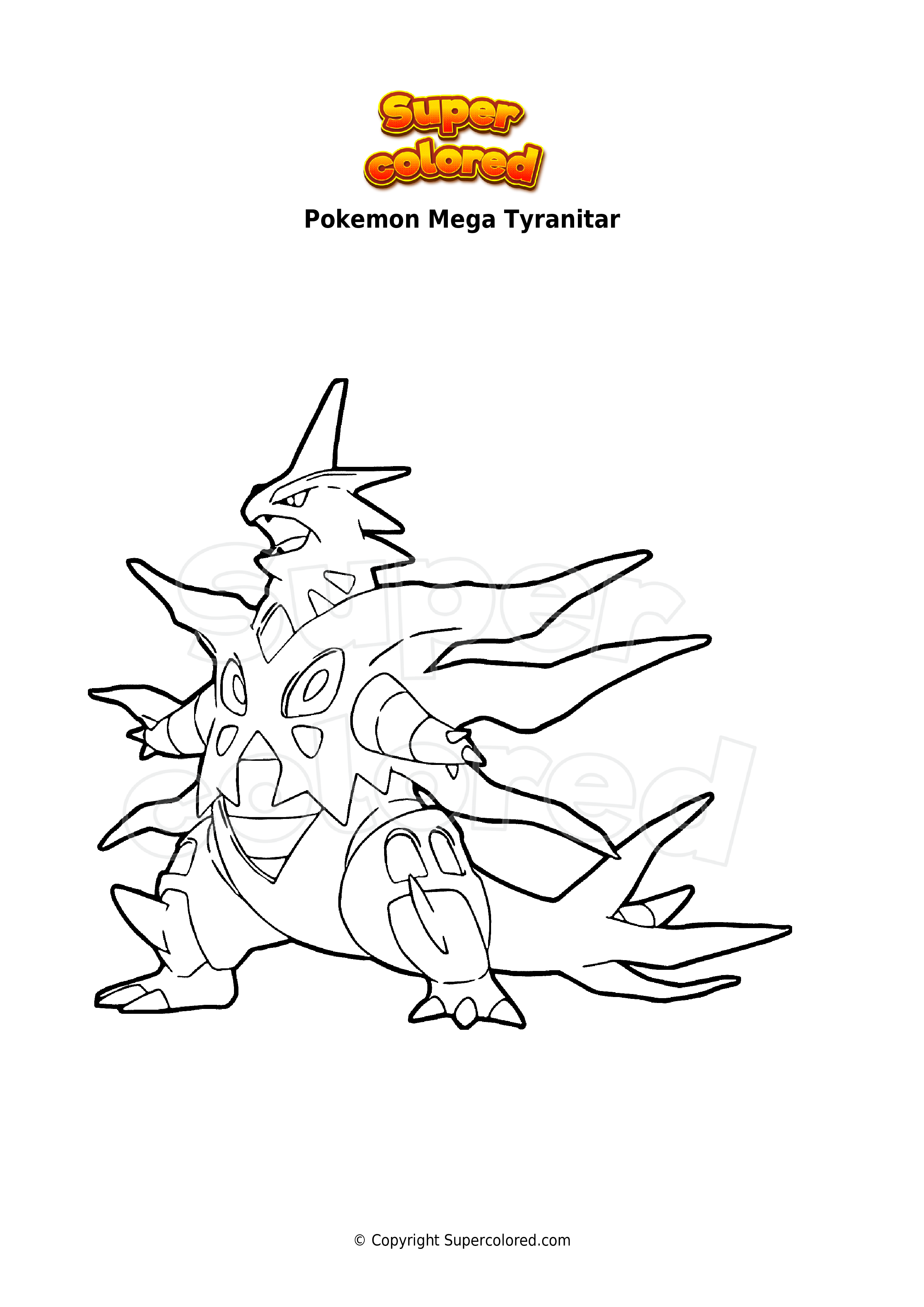 Coloring page pokemon mega tyranitar