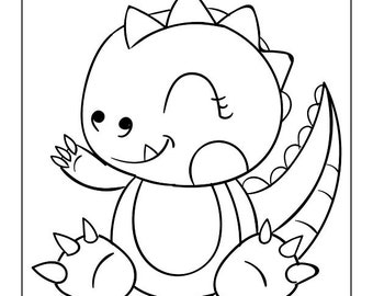 Cute dinosaur coloring pages for kids kids coloring pages dinosaur coloring pages digital download printable