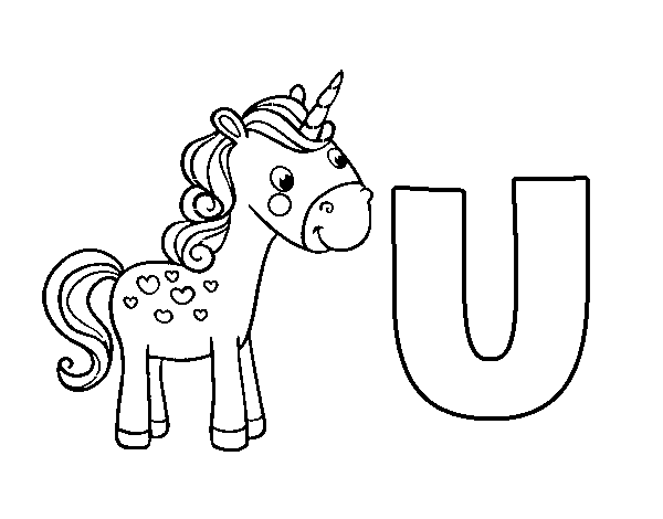 U of unicorn coloring page