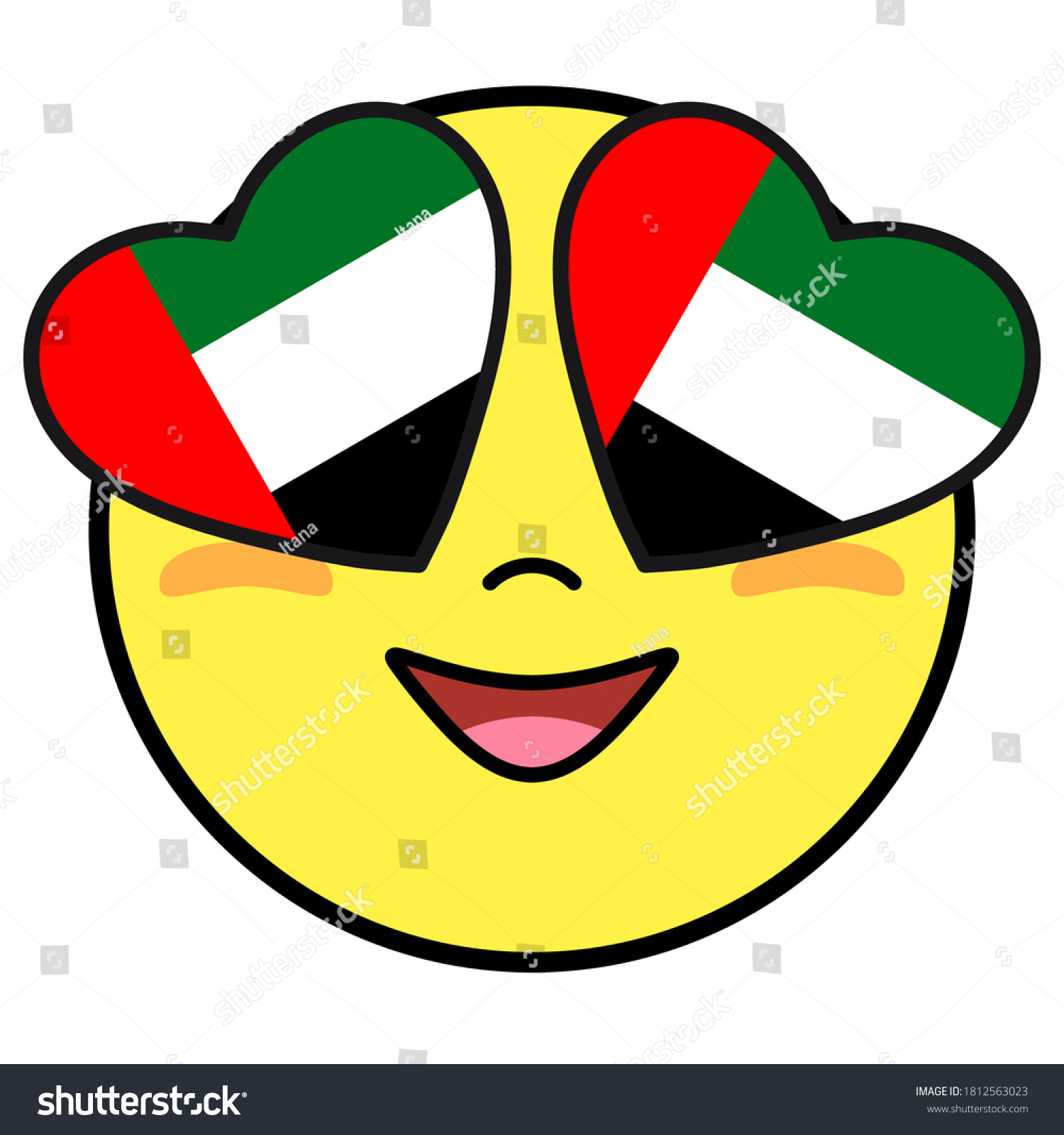 Uae flag button patriotic smile hearts stock vector royalty free