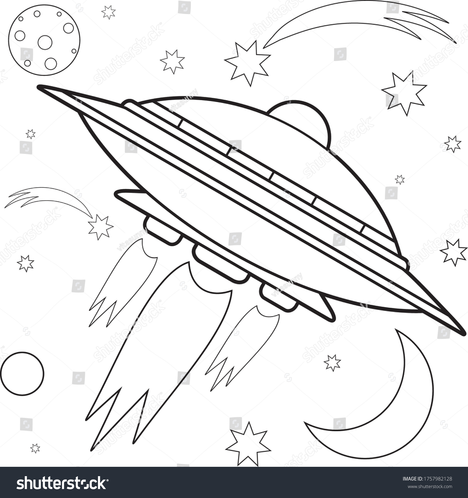 Ufo space coloring book children stock vector royalty free