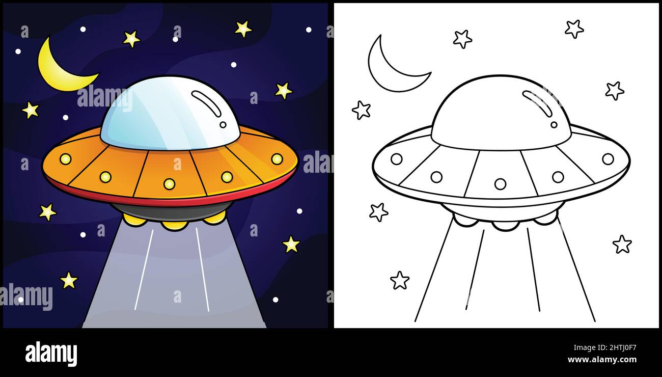 Ufo coloring page vehicle illustration stock vector image art