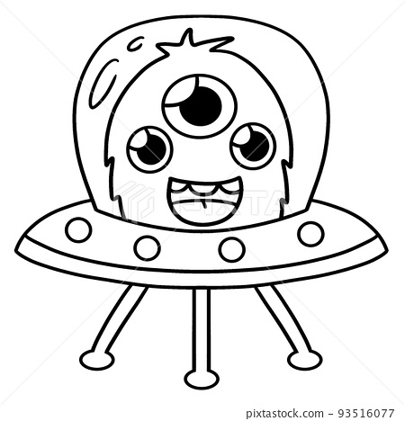 Ufo alien space isolated coloring page for kids