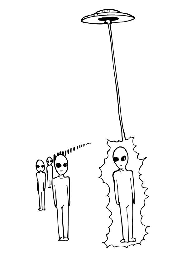Alien coloring page a ufo beaming up aliens