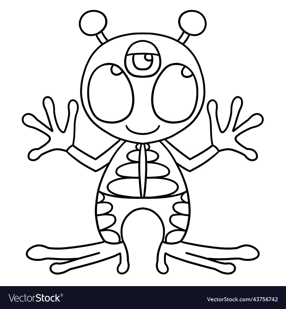 Ufo alien space isolated coloring page for kids vector image