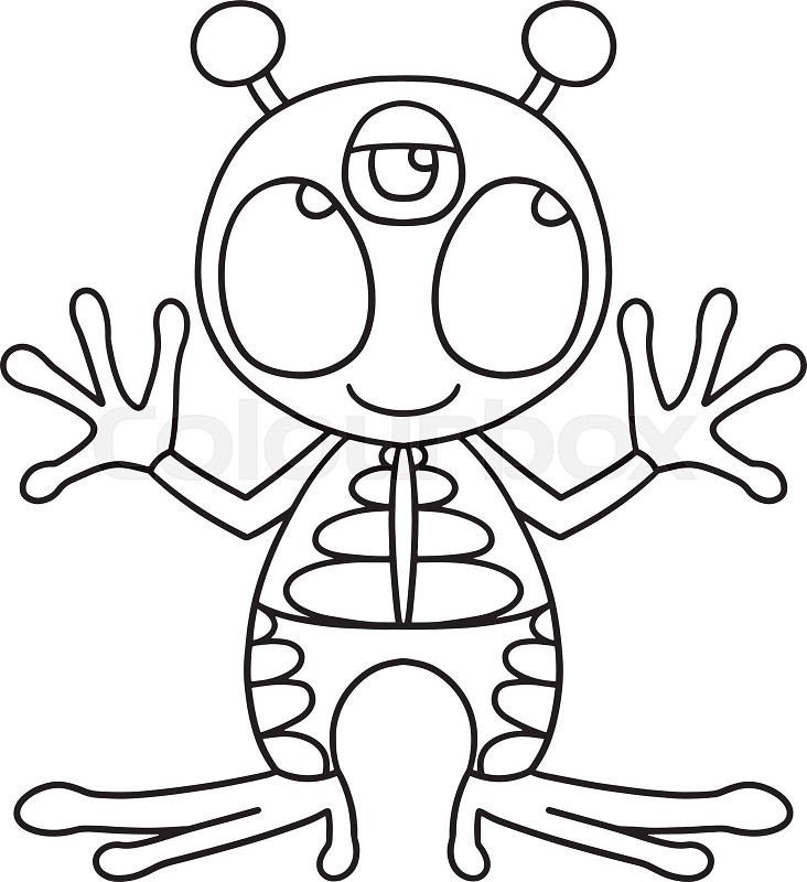 Ufo alien space isolated coloring page for kids stock vector