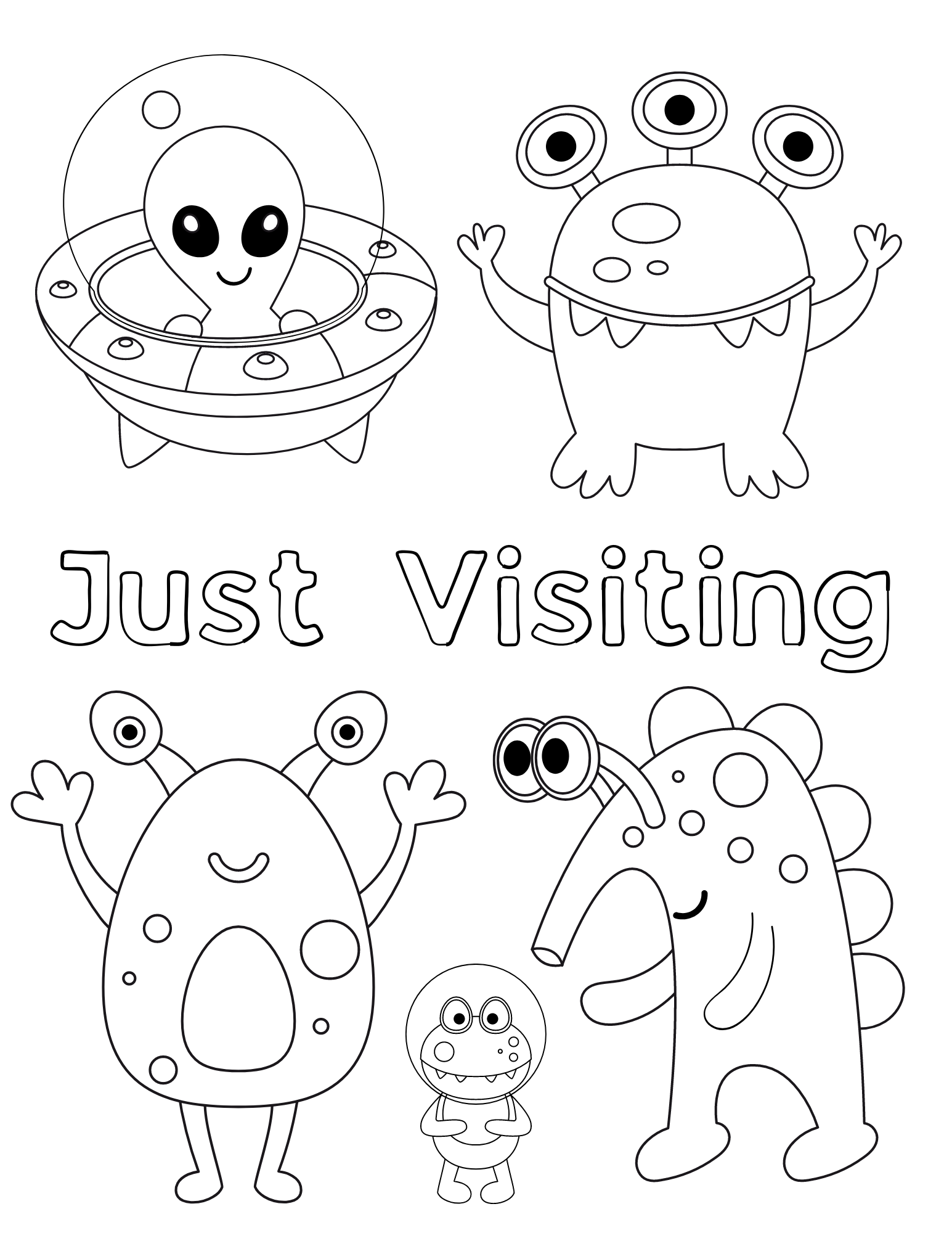 Free printable alien coloring pages for kids and adults