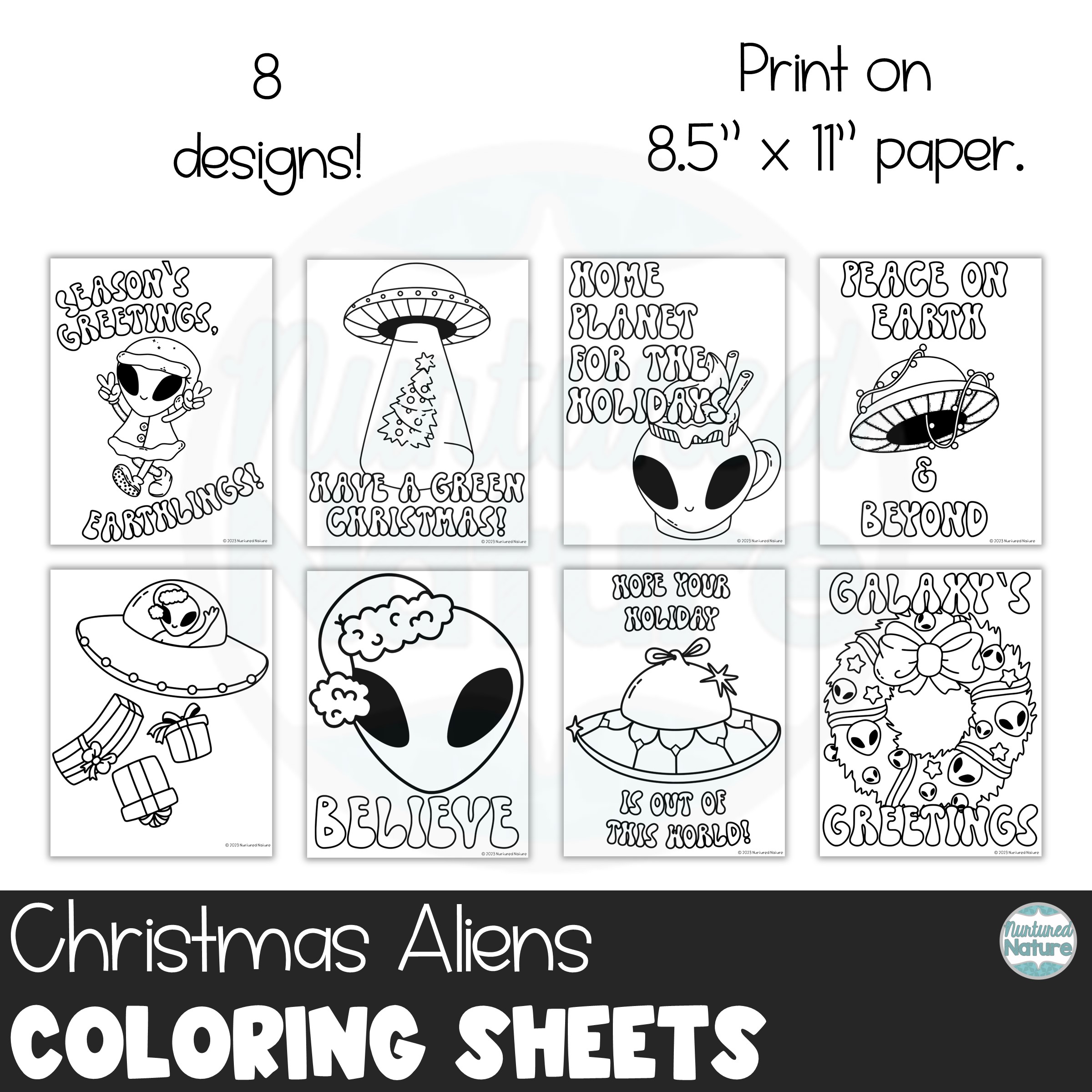 Alien christmas coloring pages