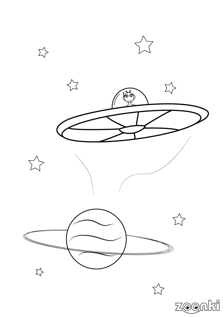 Cheeky aliens and ufo colouring pages
