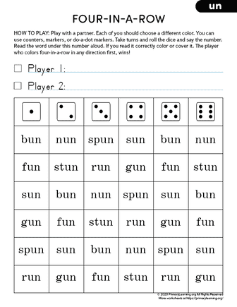 Reading un word family words