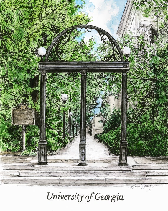 University of georgia arch athens georgia ink print on heavy fine art paper uga wall art