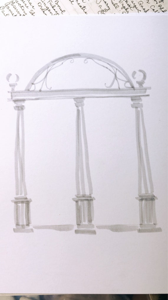 University of georgia arch words print from hand