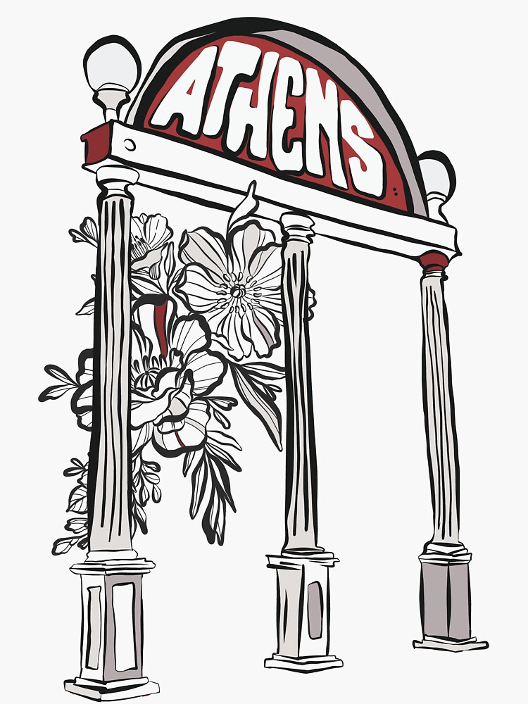 Uga arch illustration v sticker for sale by peyton jones