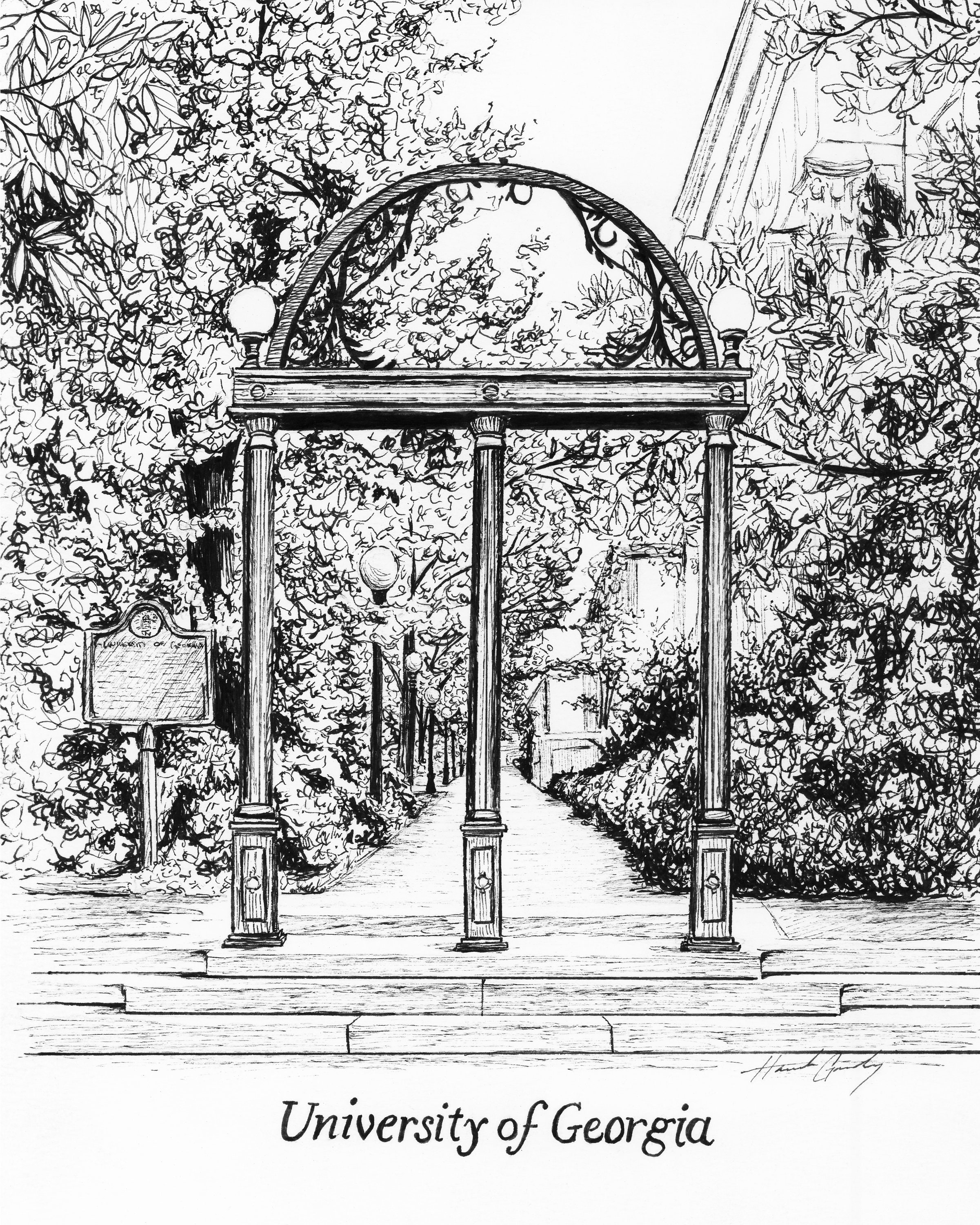 University of georgia arch athens georgia ink print on heavy fine art paper uga wall art