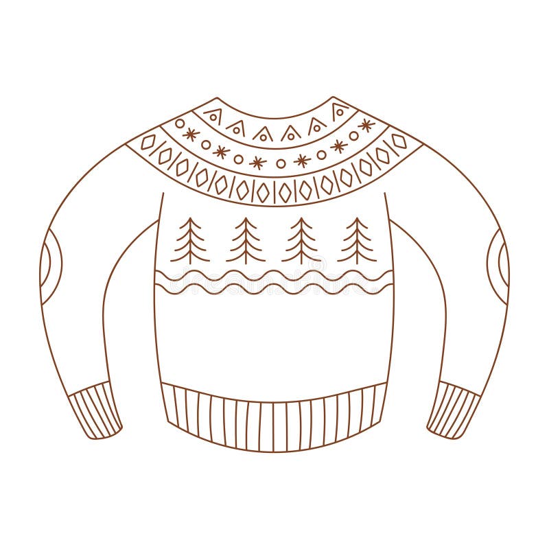 Coloring page outline of ugly sweater outlined christmas sweater stock vector