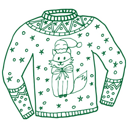 Ugly christmas sweater style rubber stamp warehouse