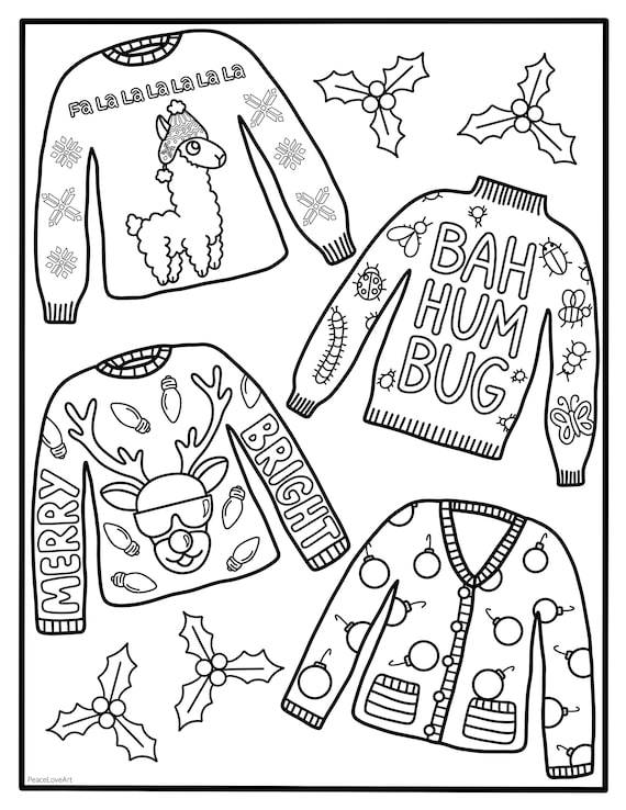 Ugly christmas sweater coloring page