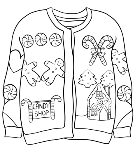 Free ugly christmas sweater coloring pages printable
