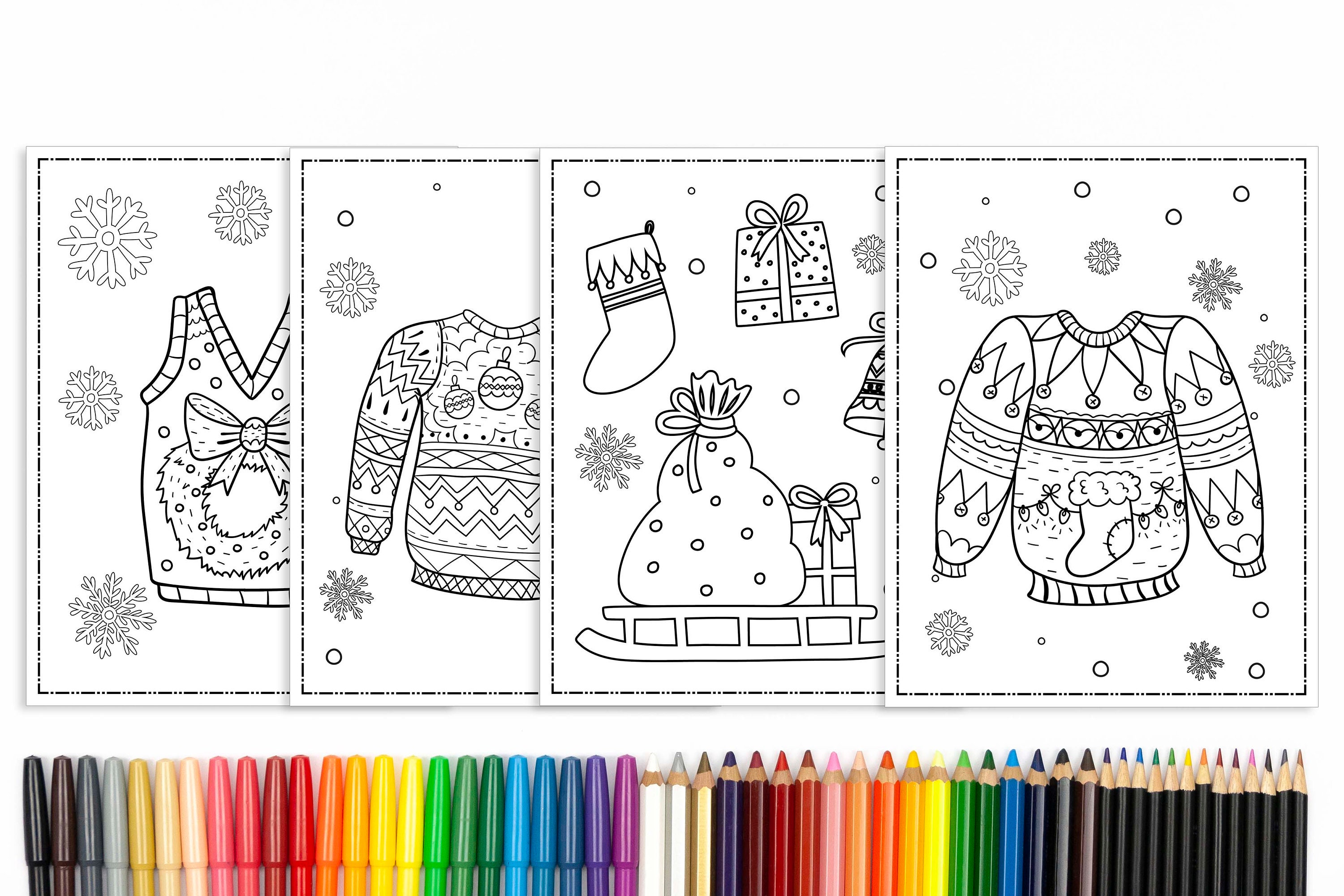 Christmas ugly sweater coloring pages digital coloring