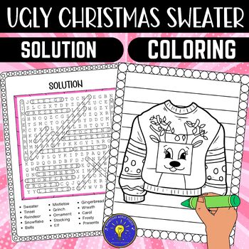 Ugly christmas sweater activities word search