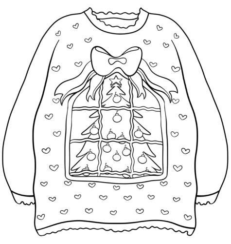 Free ugly christmas sweater coloring pages printable