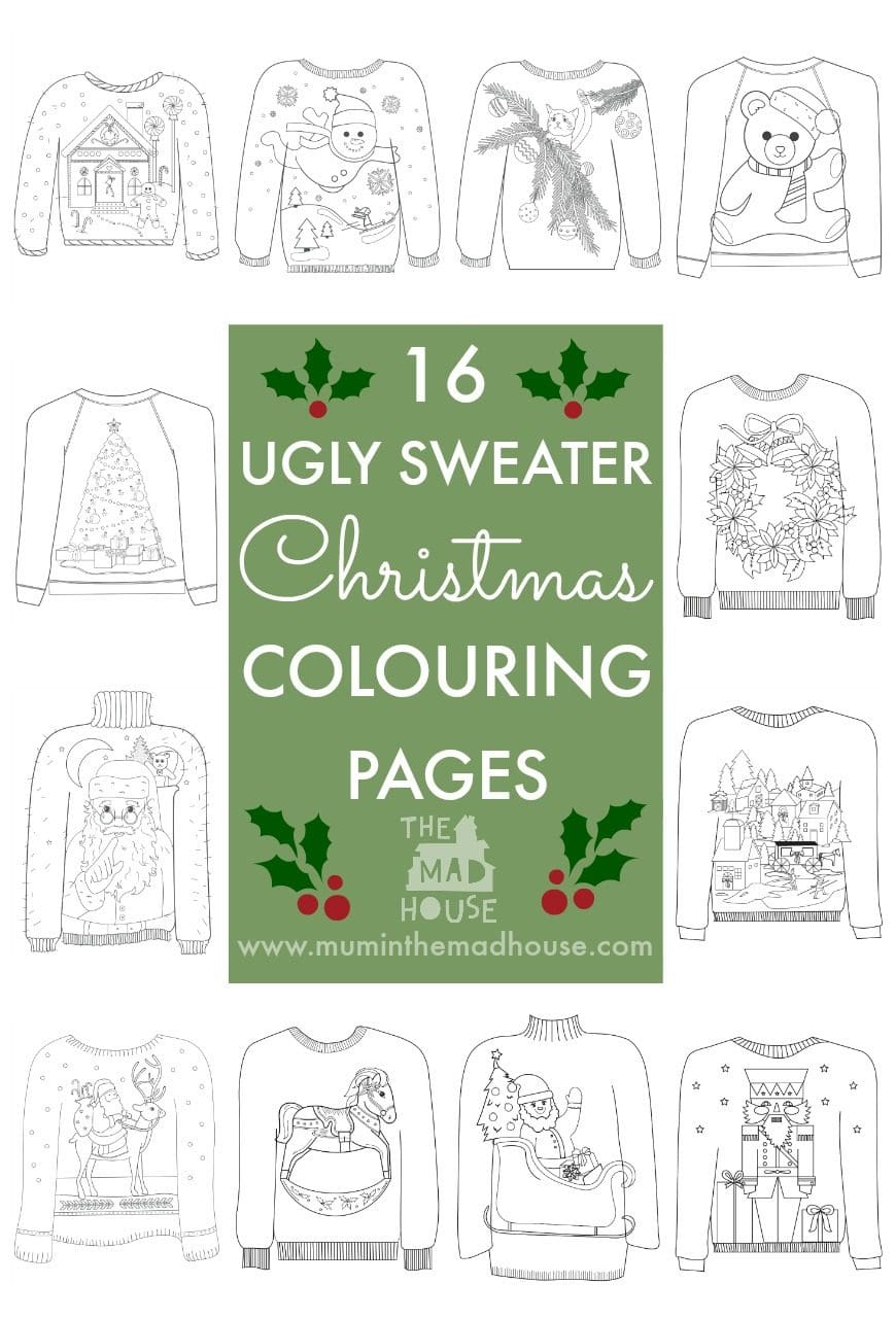 Ugly christmas sweater colouring pages mum in the madhouse