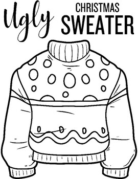 Ugly christmas sweater printable coloring pages by henrycreated tpt