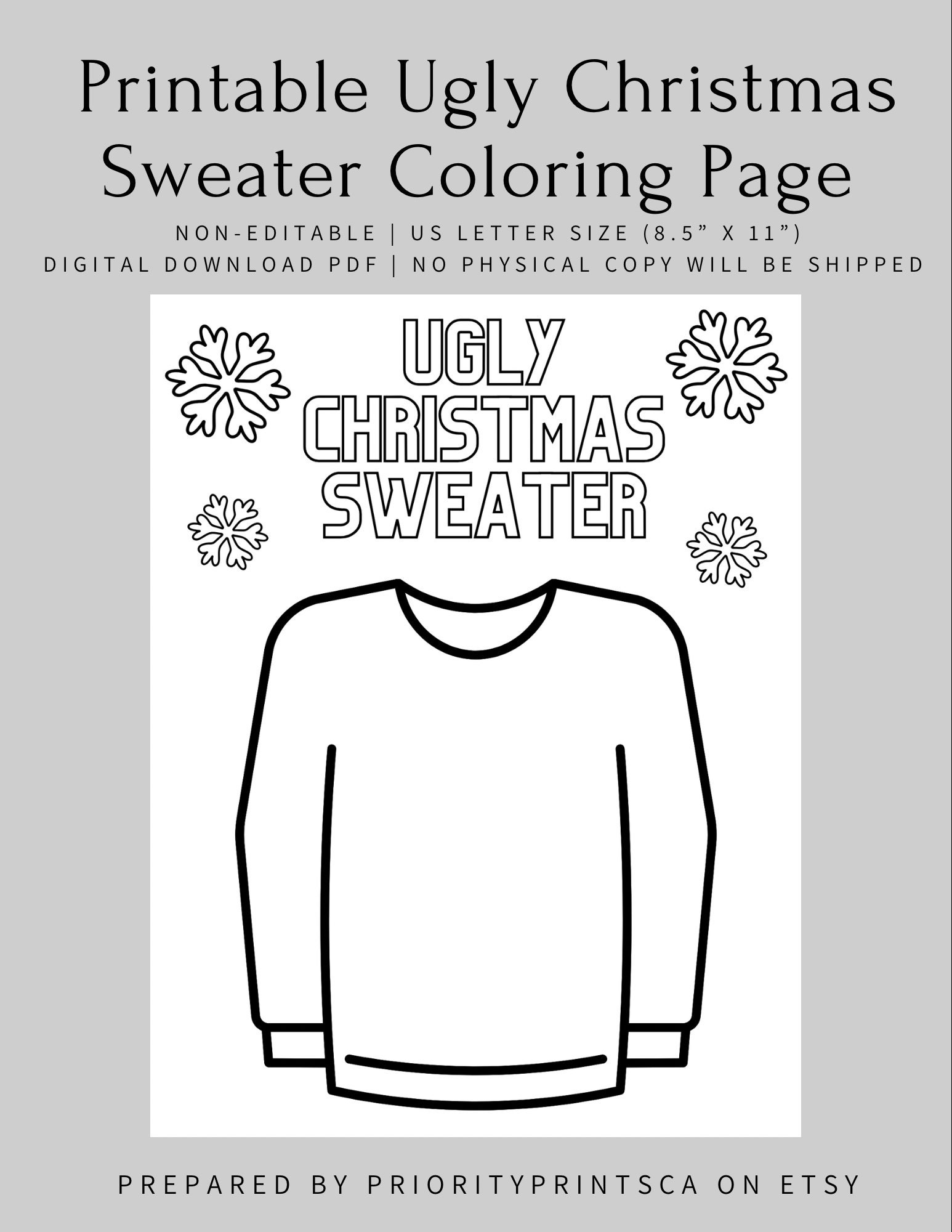 Ugly christmas sweater coloring page colouring page christmas sweater printable download now
