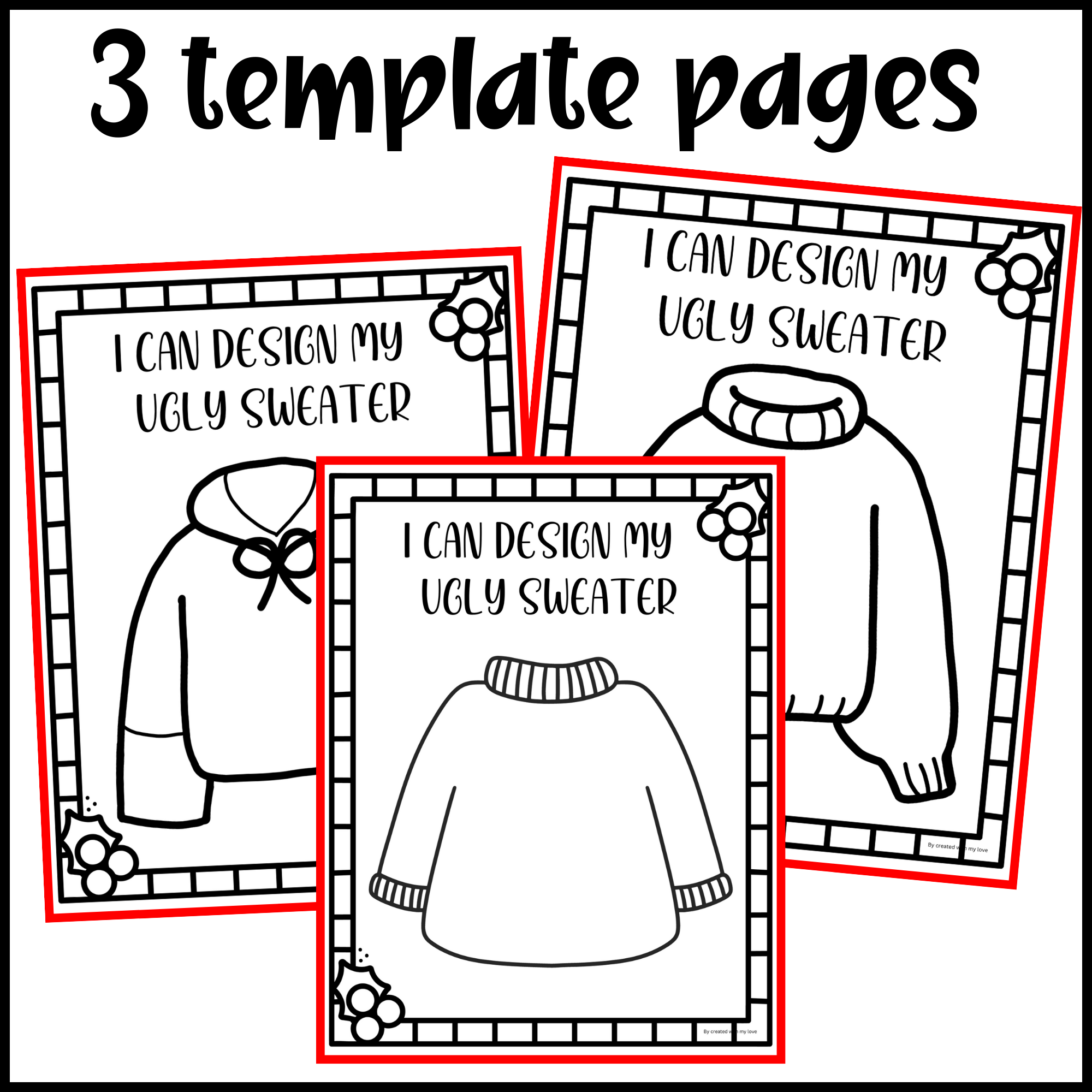 Christmas ugly sweater coloring pages winter activity morning work made by teachers