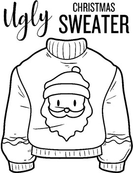 Ugly christmas sweater printable coloring pages by henrycreated tpt