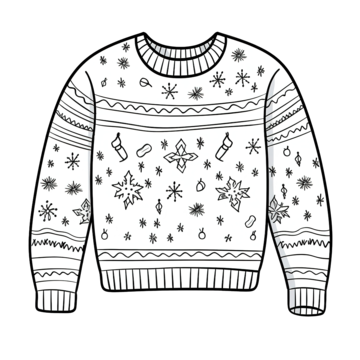Trace and color cartoon christmas sweater worksheet for kids trace kids worksheet png transparent image and clipart for free download