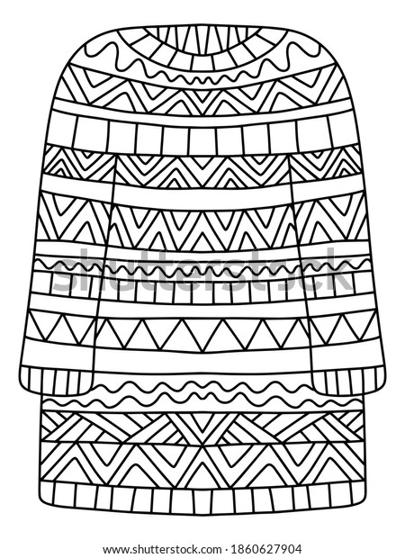 Detailed christmas sweater coloring page kids stock vector royalty free