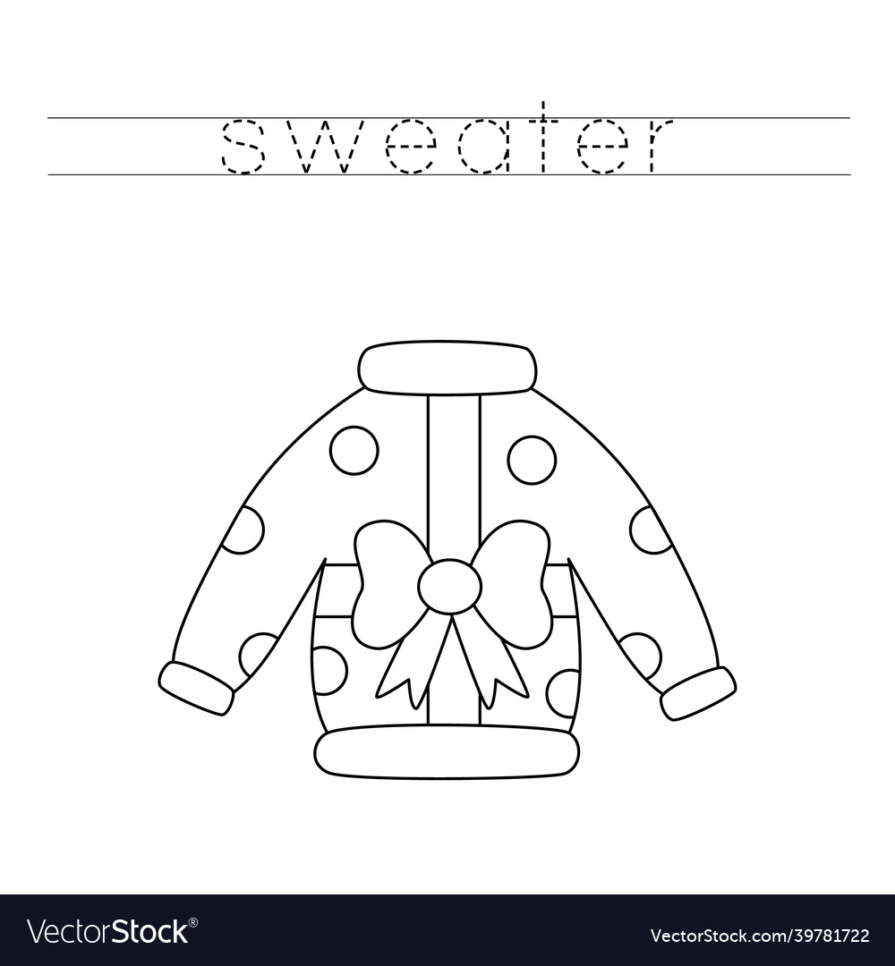 Trace the letters and color christmas sweater vector image