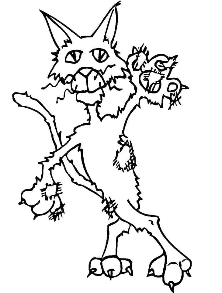 Ugly cat coloring page