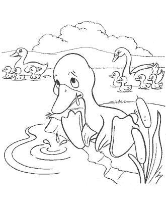 The ugly duckling coloring pages for kids