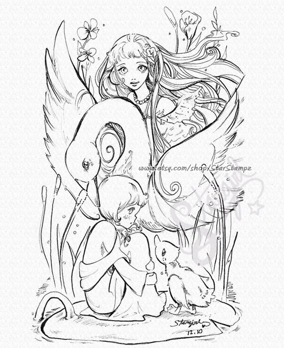 The ugly duckling digital stamp instant download for cards