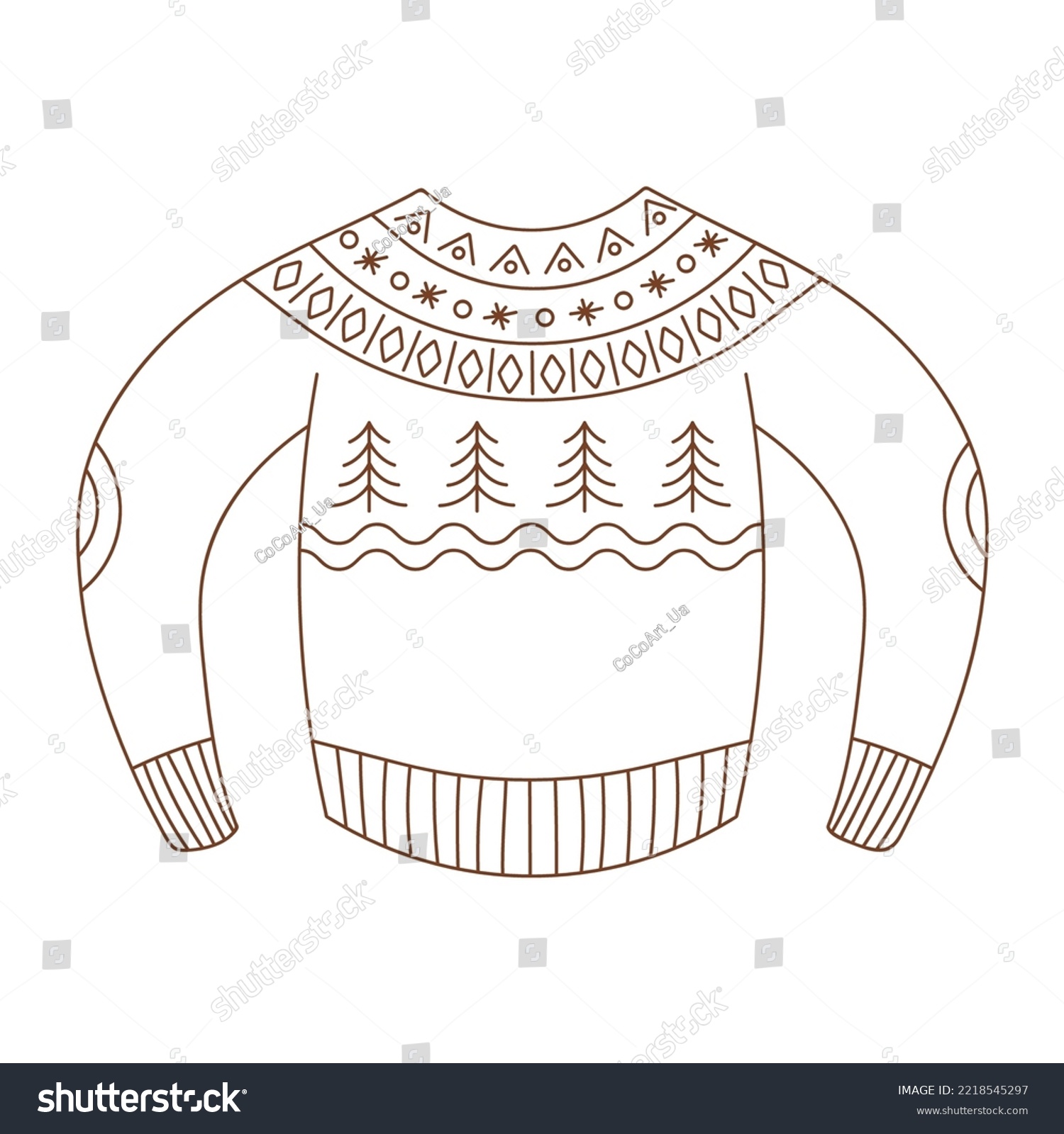 Coloring page outline ugly sweater outlined stock vector royalty free